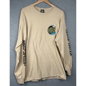 Santa Cruz Wave Dot Long Sleeve T Shirt Beige Large 100% Cotton